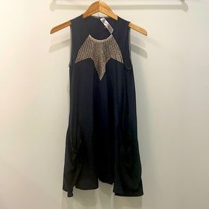 Navy and Gold Swing Dress